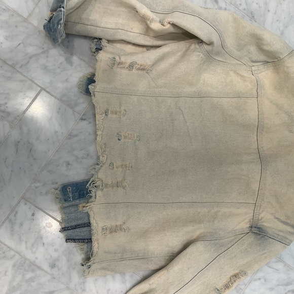 Dance & MARVEL Bleached dyed destroyed & distressed denim raw edge jacket size M - Picture 5 of 9